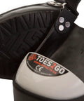 Close-up of black Toes2Go Steel Toe Cap Overshoe Heavy Duty Waterproof PVC Work Shoe Covers, showing tread and label.