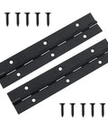 Heavy Duty Stainless Steel Piano Hinge Set Includes 6 Inch Metal Continuous Hinges And 24 Rustproof Screws in black finish.