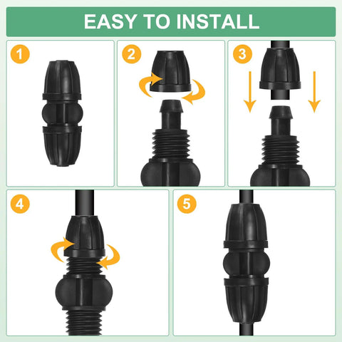 Drip Irrigation Barbed Locking Fittings Kit, 10-Pack 3/8 Inch Tubing Connectors installation guide