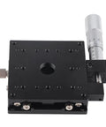 Top Shelf X Axis Manual Slide Table Featuring External Digital Micrometer Dial Control 80x80mm Black Anodized Aluminum Base