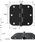 Door Hinges 3 Pack 3.5 Inch Interior Hinges With Five Eighths Radius Matte Black Steel Heavy Duty 3.5 By 3.5 Inches