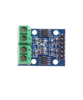 Top view of Five Pack L9110S H Bridge Motor Driver Module for Arduino with green terminals and compact blue circuit board.