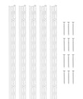 Premium Heavy Duty 60 Inch Shelf Pilasters 5 Pack Dual Track Upright Wall Shelving System Featuring Twin Slot Rails And Hardware Silver with wall anchoring screws.