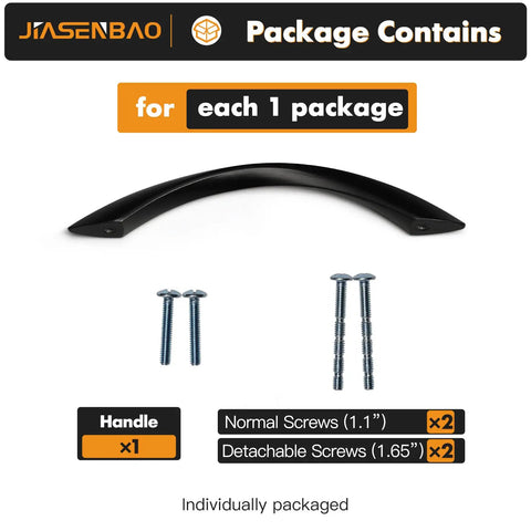 5 Inch Arch Twisted Matte Black Cabinet Pulls with screws for Kitchen Drawers and Cabinets pack contents