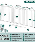 Package contents for Extra Wide Press Mounted Baby Gate For Indoor Openings 65 To 68 Inches Walk Through No Drill Easy Install