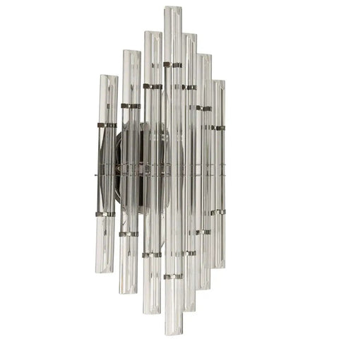 Mid Century Wall Sconce Lighting With Glass Rods Modern Crystal Vanity Light Black Metal Frame Two Light Bath Bedside Fixture