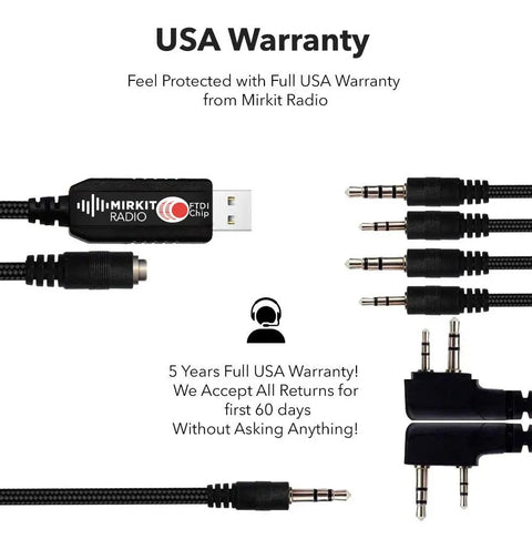 Universal 6 In 1 USB Ham Radio Programming Cable With 59 Inch Extended Length Built For Ham Radio Folks And More Connectors