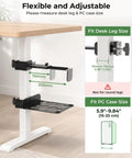 Heavy Duty Under Desk PC Mount For Standing Desk No Fuss Clamp adjustable for desk leg sizes 3cm to 7cm, fits PC cases 5.9" to 9.84".