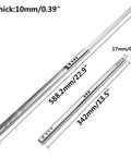 Heavy Duty 13.5 Inch Metal Drawer Slides With Ball Bearing Two Way Rails, zinc plated cold rolled steel, pack of 2 dimensions