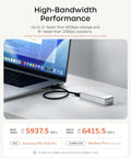 Rad Speed 80Gbps NVMe SSD Enclosure With Direct Hook Up USB4 V2 Connector And Active Cooling for fast data transfer to MacBook.
