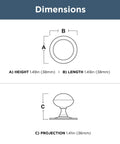 Dimensions diagram for 10 Pack Modern Gold Cabinet Knobs 1-1/2 Inch Kitchen Cabinet Handles And Drawer Knobs For Cupboards, Dressers
