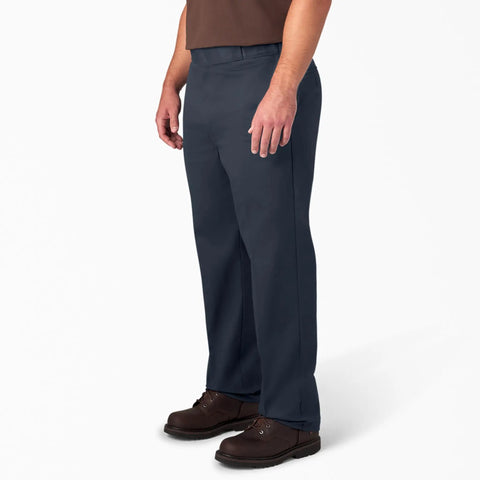 Original Straight Leg Work Pants Built Solid As A Rock With The Roomy Big And Tall Fit Stone Cold Durable Polyester Cotton Blend Resists Wrinkles And Grease Spills Perfect For The Job Site Or Daily Office Hustle Navy Shade, shown from side view, featuring relaxed fit.