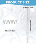 Stainless Steel Compression Springs 0.8 Mm Wire By 10 Mm Outer Diameter Assorted Kit For DIY Repairs And Household Fixes With Nickel Plating Long Lasting Extension For Auto Or Machinery Projects, 300mm size diagram