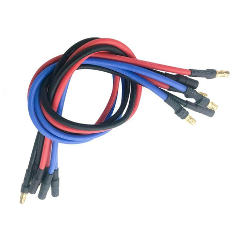 Six Pack 3.5mm Banana Gold Bullet Connector Extension Cables For RCs, Brushless Motors And ESCs, 16AWG, 30cm, silicone wire