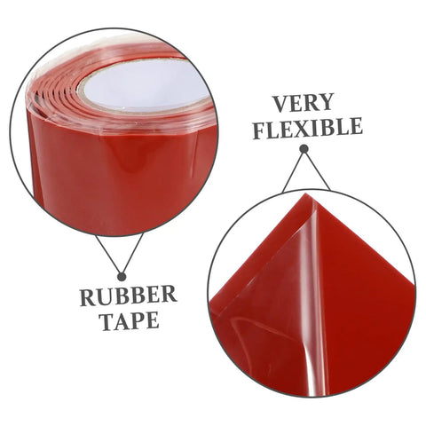 Close-up of Heavy Duty Water Leak Repair Tape Roll For Duct Tape Hose Sealant And Electrical Wire Wrapping Red Stop Leak Rubber Adhesive Tape