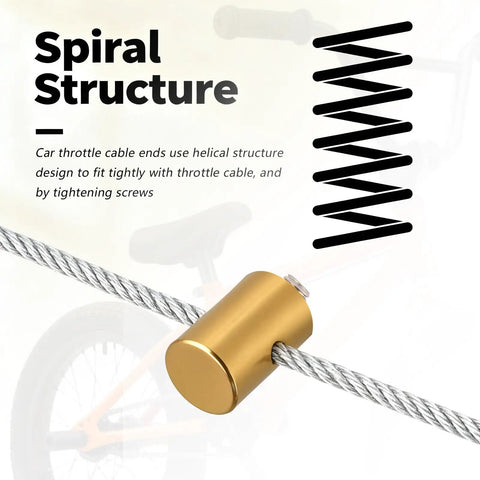 Close-up of throttle cable end cap from 24 Pack Throttle Cable Ends Kit 6mm Solderless End Caps for Car Motorcycle Bicycle Universal End Clamp with Screws Brake and Throttle Cable Repair Kit.