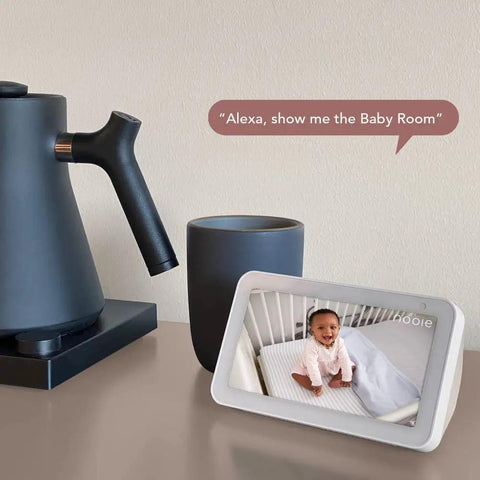 Display showing live feed of 2K Indoor WiFi Baby And Pet Camera With 360 Degree Pan And Tilt AI Motion Tracking Crystal Clear Night Vision Two Way Audio Motion And Sound Alerts Alexa Compatible Easy Setup No Sweat Peace Of Mind