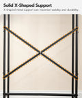 X-shaped metal support on Over The Toilet Storage Organizer 3 Tier Freestanding Bathroom Shelf with Adjustable Feet