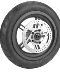 Beefy 9.8 Inch Pneumatic Rear Tire For Electric Scooter With Disc Brake Replacement Wheel, showcasing hub and disc.
