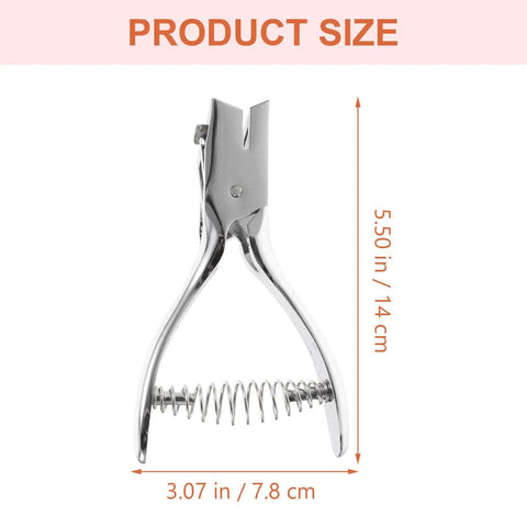Compact Manual Oval Hole Puncher For IDs And Office Paper, Rugged Metal Single Hole Punch Tool, product dimensions 5.5 x 3.07 inches