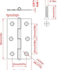 Stainless steel folding hinge, 3-inch for doors/windows, with mounting screws