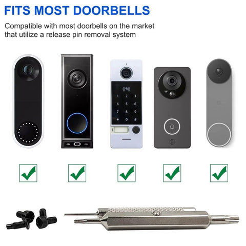 Beefed-Up Durable Doorbell Screws Kit With T6 And T15 Security Screws, Included Screwdriver And 2 Doorbell Keys, compatible with doorbells