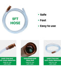 No Hassle Five Foot Three Quarter Self Priming Siphon Hose For Gas And Water Transfer Heavy Duty Shaker Pump, 5ft clear hose.