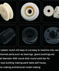 2 Inch Diameter Black ABS Plastic Rod Sturdy 12 Inch Length Round Solid Bar For Mechanical Processing DIY Projects Prototyping And Machining Durable Odorless Plastic With Good Insulation And Arc Resistance. ABS rod parts for bearings, gears, bushings, and model making