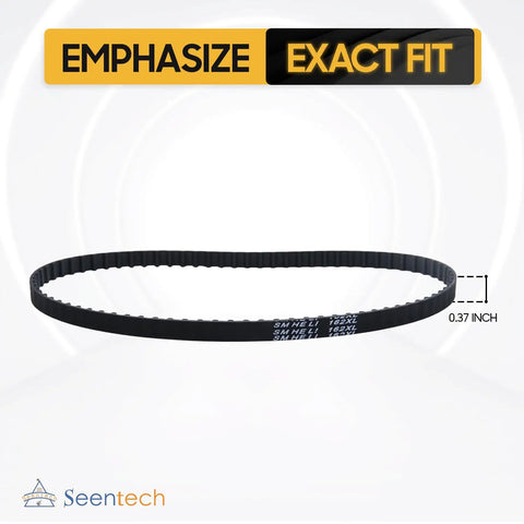 Image of 162XL Timing Belt With 81 Teeth, 0.37 Inch Width And 0.20 Inch Pitch, black cogged heavy-duty rubber loop