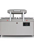 Workhorse Double Chamber Vacuum Packing Sealer Built Tough For Heavy Duty Kitchen Work Featuring Dual 26 Inch Sealing Bars front view with touchscreen display.