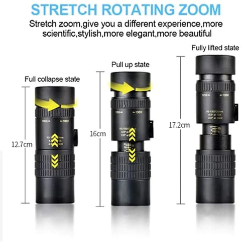 Adjustable zoom settings on 4K 10-300X40mm Monocular Telescope With Night Vision Waterproof Beast Mode High Power Scope