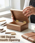 Hand opening wooden box with Hidden 8mm Brass Barrel Hinges Set, 8 Pack, 180 Degree Concealed Hinges In Polished Brass