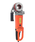 Portable Electric Pipe Threader Kit With Six Top Tier Dies Handheld Threading Machine, red and silver tool for pipe threading.