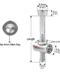 Diagram of Ultra Light Titanium M5x40mm Bolt Nut Washer Set for Easton EC90 EC70 with measurements highlighted and Allen key instruction.