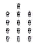 Image of Big Time 13 Piece ER11 Spring Collet Set 1mm To 7mm with each collet standing vertically for precision machining.