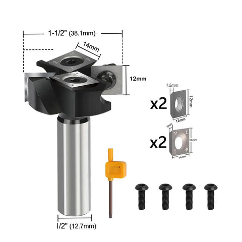 Pro Grade Spoilboard Surfacing Router Bit One Half Inch Shank One And One Half Inch Diameter Two And Two Carbide Inserts