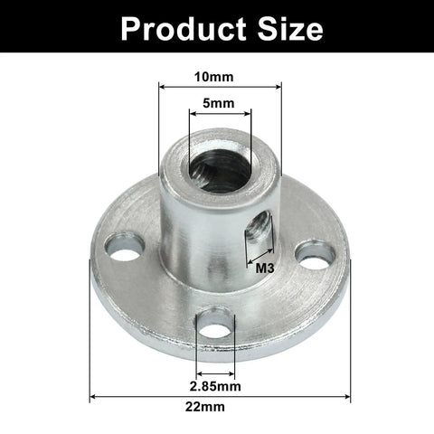 5mm Flange Shaft Couplings Rigid Flange Connectors For RC Motors 4 Pack Built Tough From Premium Iron For High Strength And Precise Fit Easy Link Up For Smooth Reliable Power Transfer, size diagram with 22mm base