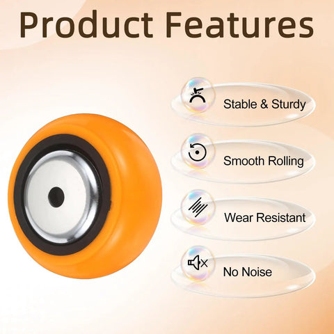 Heavy Duty 4 Inch Caster Wheels 4 Pack Industrial Rollers close-up, orange PVC wheel showcasing features like smooth rolling and wear resistance.
