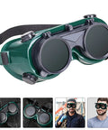 Top Shelf Welding Goggles Four Pack Anti Glare Safety Glasses With Comfy Adjustable Fit Rock Solid Build, side view, green shade.