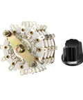 Four Pole Eleven Position Rotary Switch Band Selector With Four Decks And Knob, 48 Pins, 9.7mm Mount Hole, shown with black knob