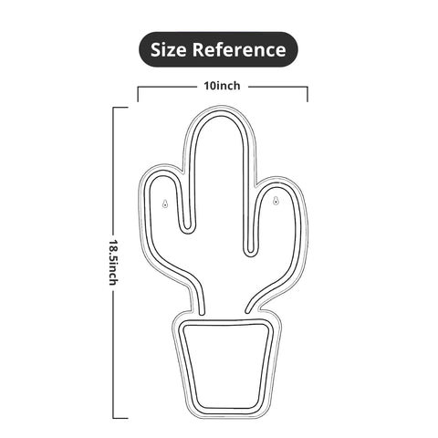 Size reference for Yellow And Green Cactus Neon Light For Bedroom USB Powered LED Sign With Switch Fun Bright Wall Decor