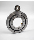 Heavy Duty External Gear Turntable Bearing Slewing Ring Single Row Drive Support, stainless steel, ideal for industrial use.