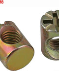 Barrel Nut Dowel 10 Pack For Woodworking And Furniture Builds, Hammer Embedded Bolts Zinc Plated M6 M8 Cross Slotted Fittings