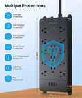 Surge Protector Power Strip With 10ft Heavy Duty Extension Cord, 32W USB C And Quick Charge 3.0 Ports, 4000J, ETL Listed displayed vertically