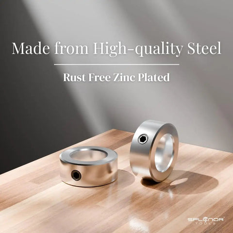 Five Eighth Inch Bore Solid Carbon Steel Shaft Collars Zinc Plated Four Pack Heavy Duty Set For Machinery Automotive Lawn Tractors And Industrial Use Built Tough For Real World Jobs