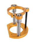 Heavy Duty Router Lift For Trimming Machines With Aluminum Under Table Base 63.5 To 65mm Clamp Diameter 70mm Height Adjustment Crank Handle showing gold base