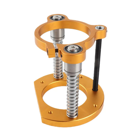 Heavy Duty Router Lift For Trimming Machines With Aluminum Under Table Base 63.5 To 65mm Clamp Diameter 70mm Height Adjustment Crank Handle showing gold base