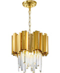 Dope Modern Crystal Pendant Light Fixture Round Hanging Chandelier With Gold Finish 2 Tier Contemporary Crystal Chandelier