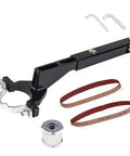Tough As Nails Cordless Angle Grinder Equipped With Quick Swap Belt Sanding Attachments for precise adjustments and quick changes.