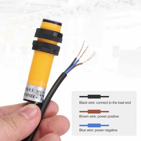 Plug And Play Industrial Grade Diffuse Reflection Photoelectric Sensor With 10 Cm Detection Range M18 DC 6 To 36V NPN Normally Open